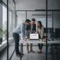real photo of banking professionals reviewing a digital real photo of banking professionals reviewing a digital